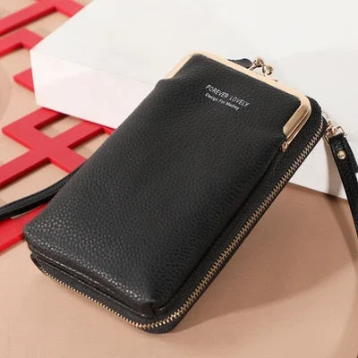 Women Phone Crossbody Bag Pu Leather Mini Shoulder Messenger Bag Large Capacity Travel Portable Coin Purse Card Pouch R5