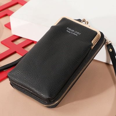 Women Phone Crossbody Bag Pu Leather Mini Shoulder Messenger Bag Large Capacity Travel Portable Coin Purse Card Pouch R5