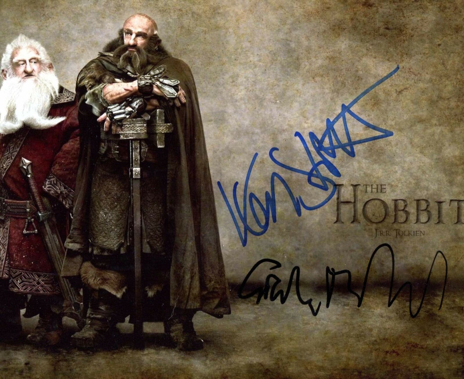 HOBBITS Ken Stott & Graham McTavish THE HOBBIT autographs, signed Photo Poster painting