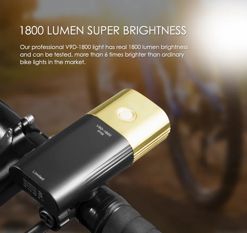 GACIRON V9D-1800 Headlight Bike Light Waterproof USB