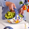 Ceramic Portable Fruit Basket, Hand-painted Fruit Bowl, Household Candy Snack Storage Basket
