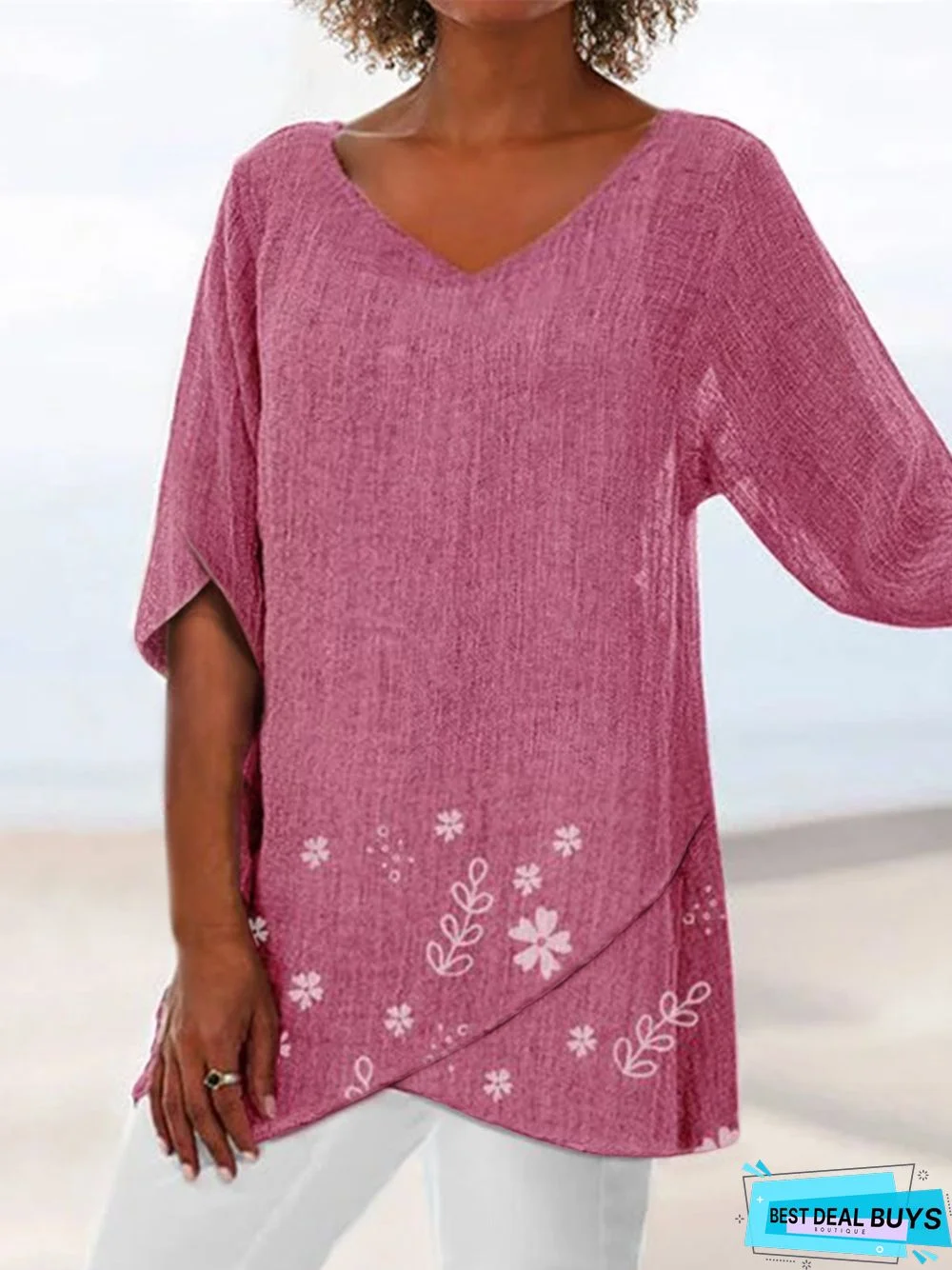 Floral Print Tulip Hem Women Summer Blouse