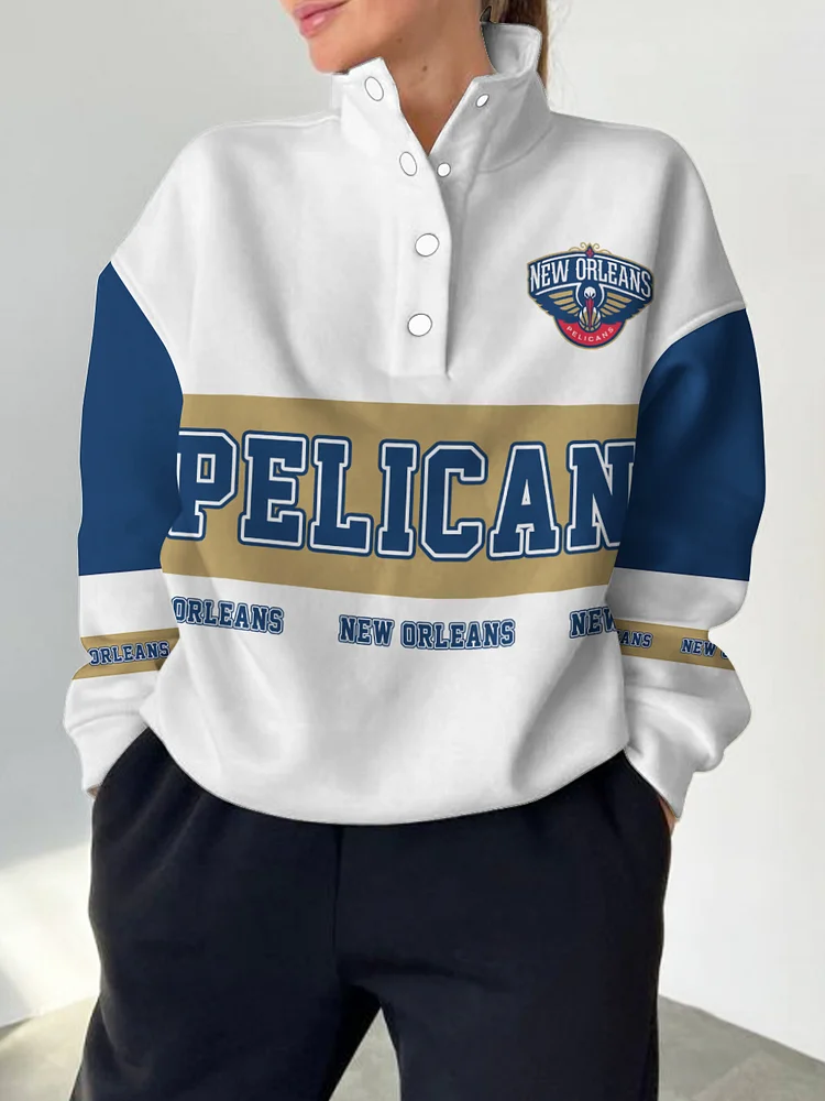 New Orleans Pelicans  2025 New Design Casual Snap Mockneck Pullover