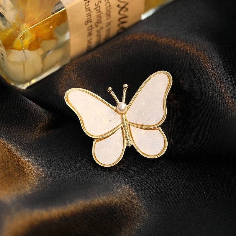 Fashion Pin Flower Alloy Plating Inlay Artificial Gemstones Pearl Women’S Brooches