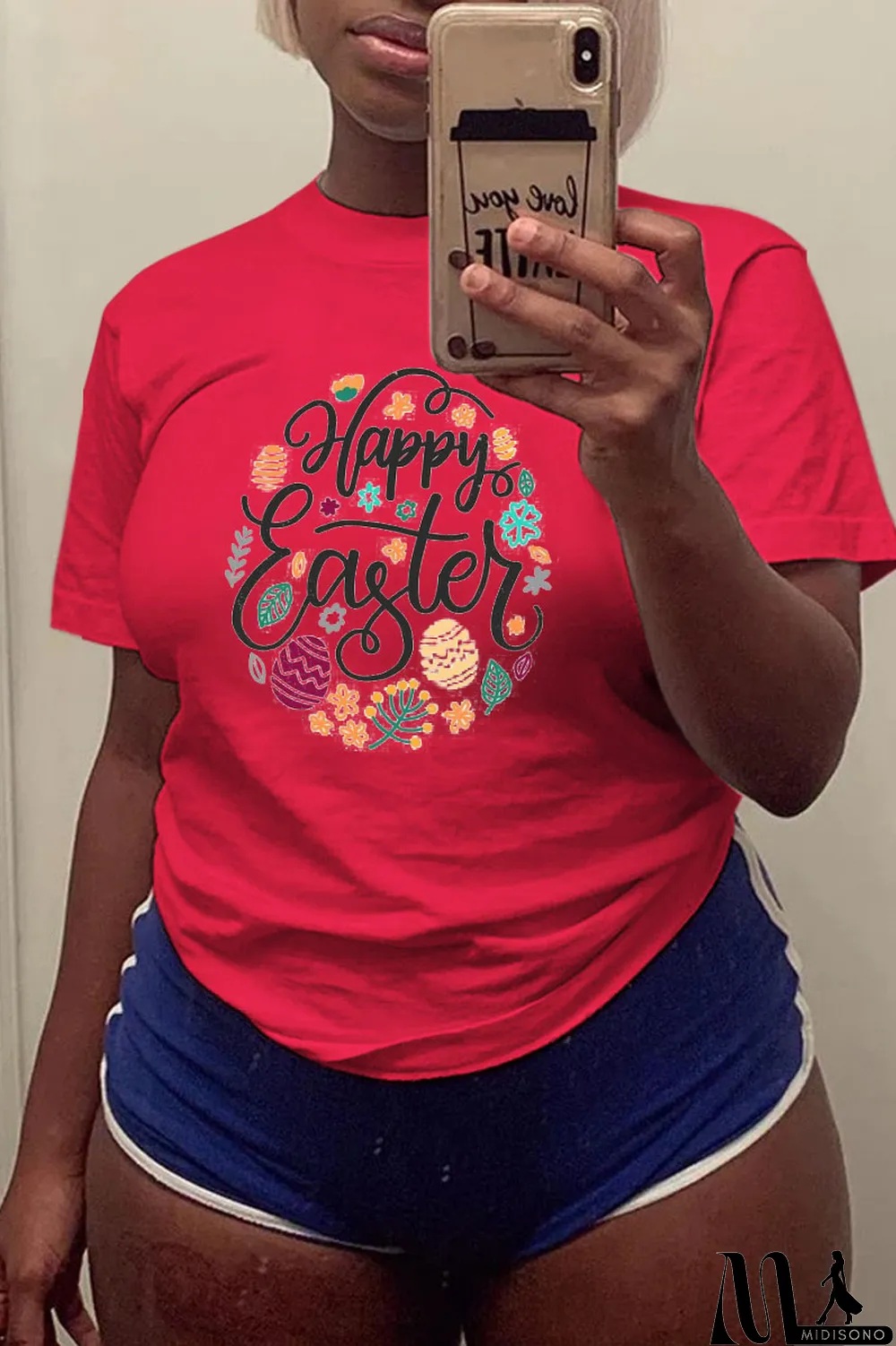 MidiSono - White Casual Street Print Patchwork Letter O Neck T-Shirts