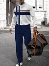 Men's fashion casual geometric print long sleeve two-piece set