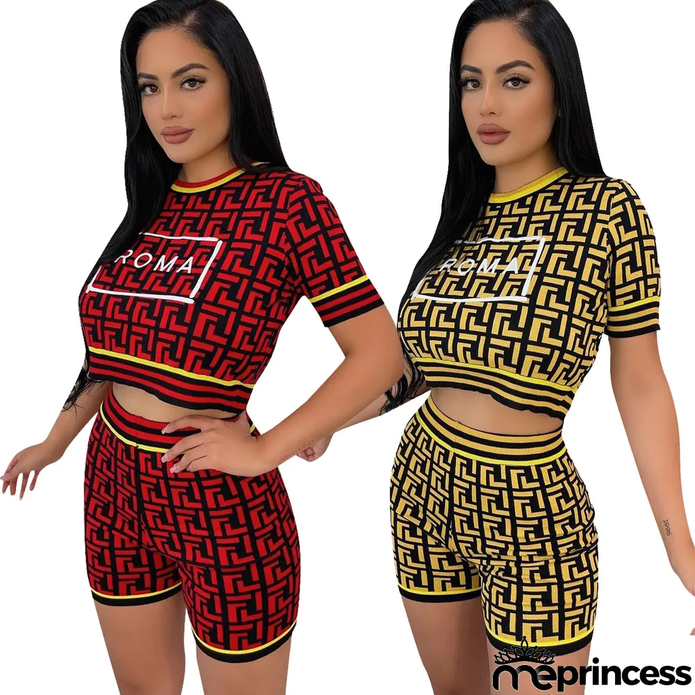 Casual Fashion Letter Embroidery Printing Short Sleeve Suit