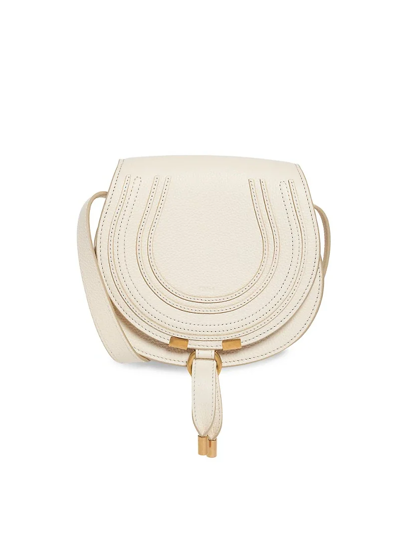Chloé Small Marcie Leather Saddle Bag white