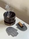 Hand Of Fatima Handmade Metal Incense Holder Tray For Burning Incense