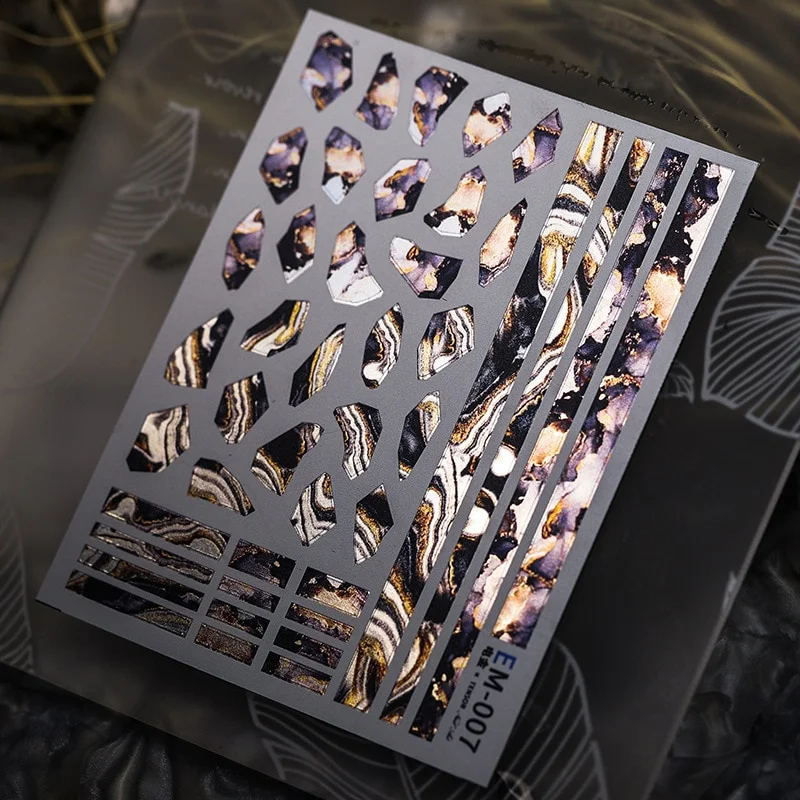 Churchf Nail Art Stickers Adhesive Sliders Pink Blue Heart DIY Line Nail Transfer Decals Foils Wraps Decorations Z0635-Nail Inspo