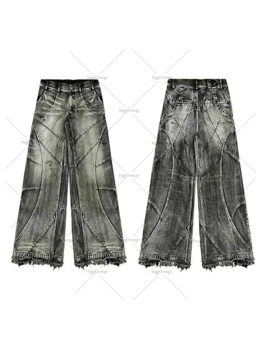 Aonga Y2K Punk Hip Hop Jeans Men Women 2024 Streetwear Coast Work Clothes Ripped Style Loose Washed Clothing Men Floor Mopping Pants aonga