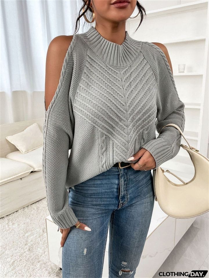 Loose Off-the-shoulder Solid Color Casual Sweater