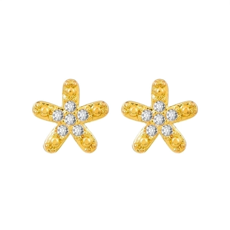 1 Pair Minimalist Flower Copper Plating Inlay Crystal Rhinestones Zircon 18k Gold Plated Gold Plated Silver Plated Earrings Ear Studs