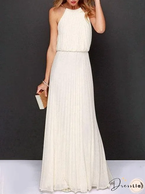 Solid Sleeveless Off-shoulder Dress for Women