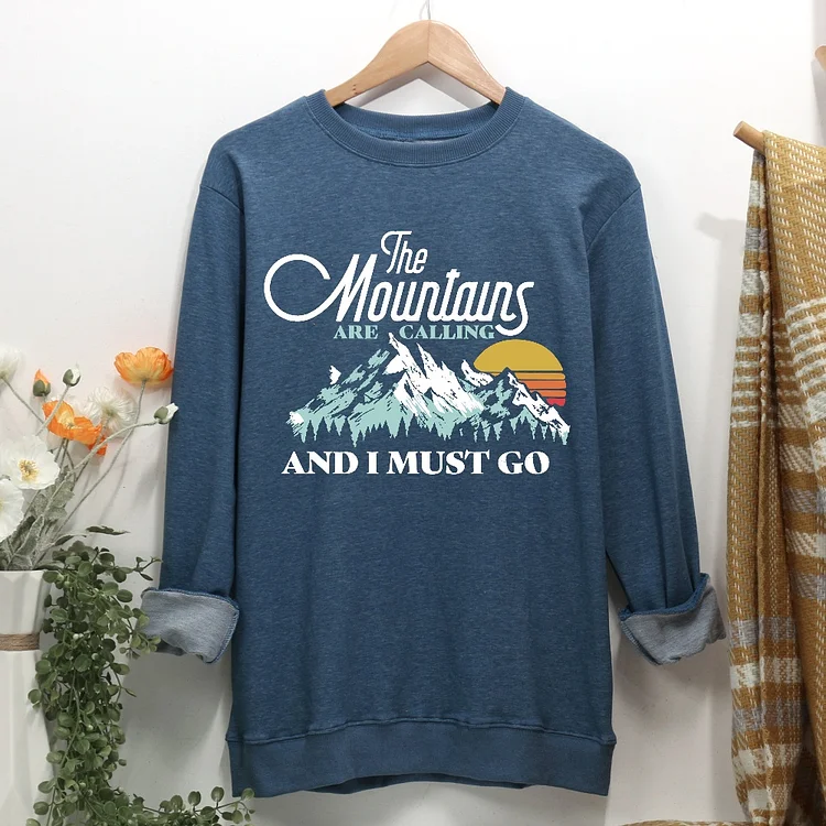 Mountain printed crew neck casual online sweatshirt