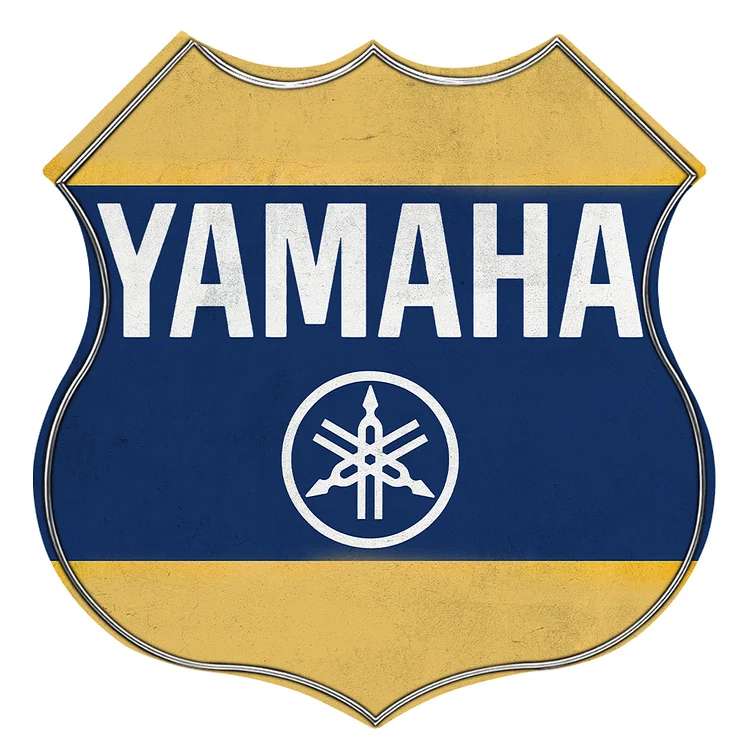 MOTO YAMAHA - bouclier vintage enseigne en étain - 11.8x11.8inch