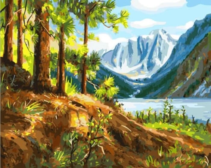 

Pine Mountain Lake – Paint By Numbers - 40*50CM, 501 Original