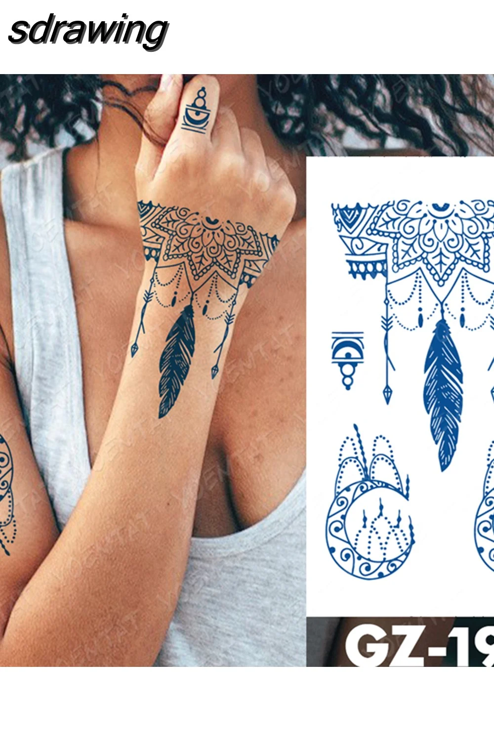 sdrawing Ink Tattoos Body Art Lasting Waterproof Temporary Tattoo Sticker Rose Flower Pearl Tatoo Arm Fake Butterfly Peony Tatto