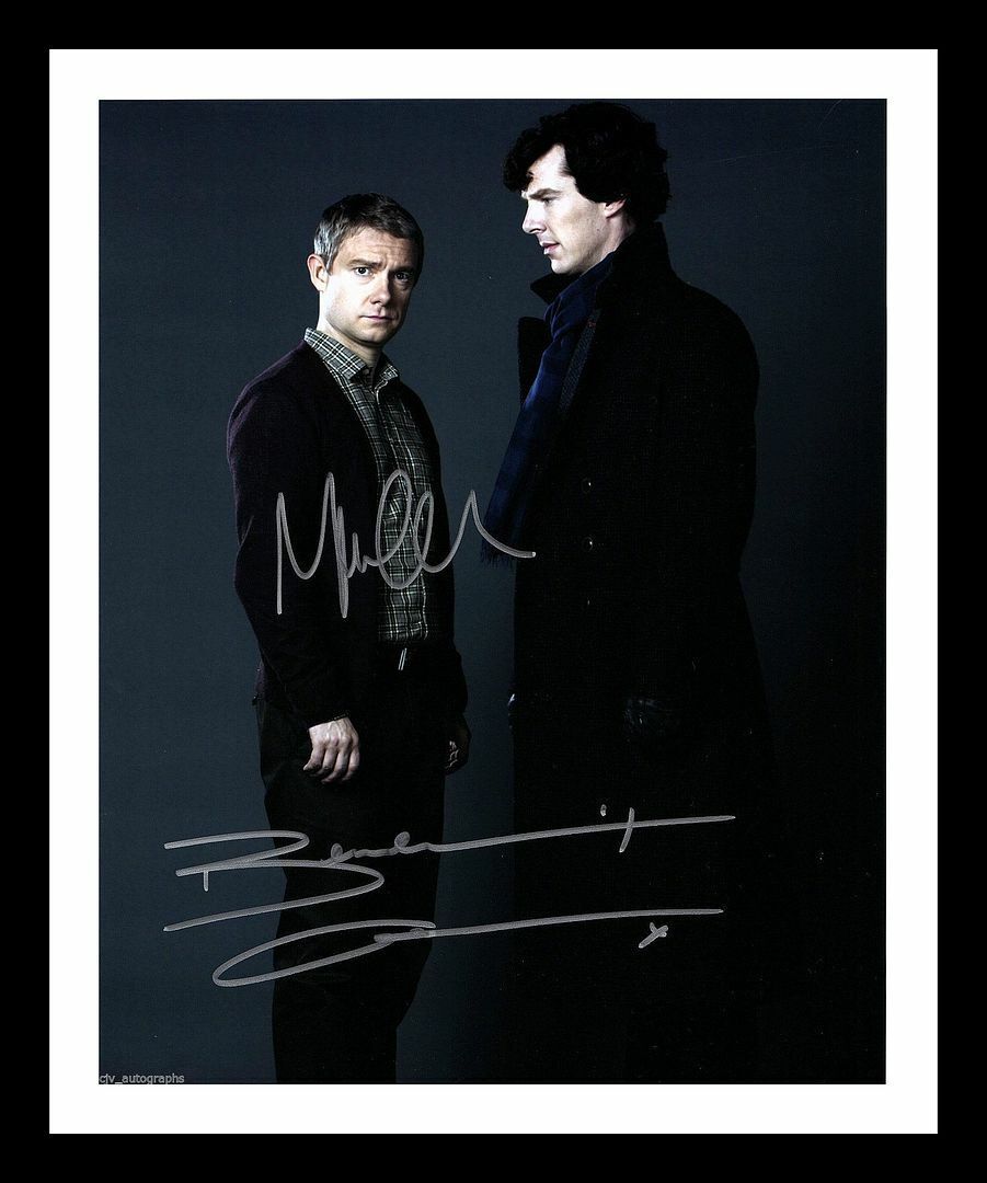 Benedict Cumberbatch & Martin man - Sherlock Signed & Framed Photo Poster painting