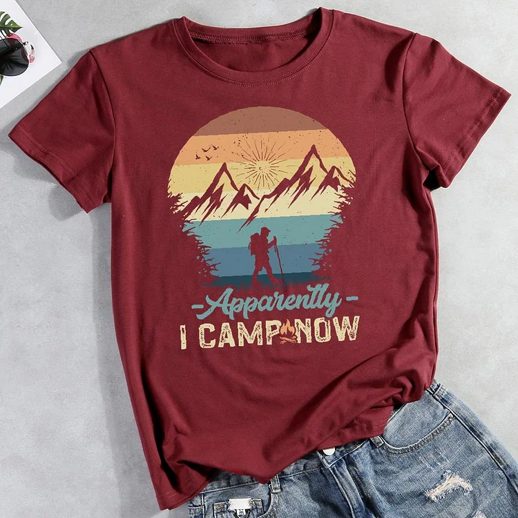 Apparently i camp now Round Neck T-shirt-0025993