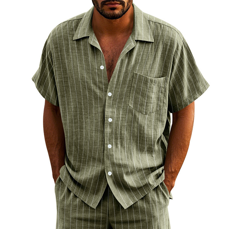  Striped Short-Sleeve Shirt for Men - Stylish and Comfortable Summer Wear