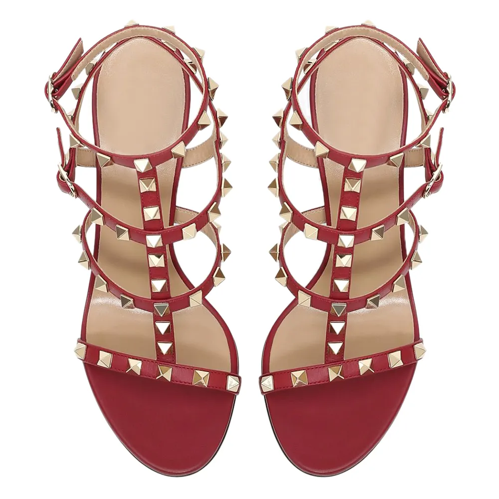 100mm Women's Rivets Stiletto Heels Party Daily Summer Sandals-vocosishoes