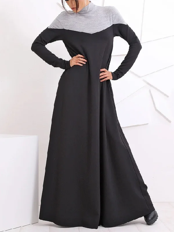 Urban Knitting Contrast Color Sweater Dress Maxi Dress