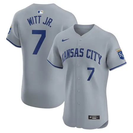 Men's Kansas City Royals #7 Bobby Witt Jr.  Gray Road Elite Player Jersey