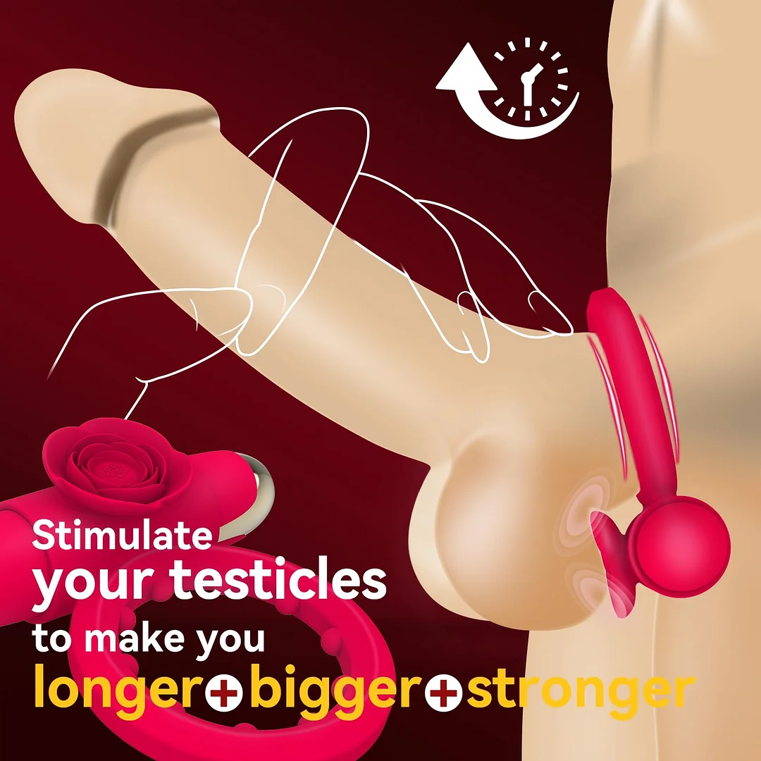 Timora &ndash; Rose Vibrating Cock Ring With Mini Vibrator Time-controlled Pleasure Enhancer For Couples