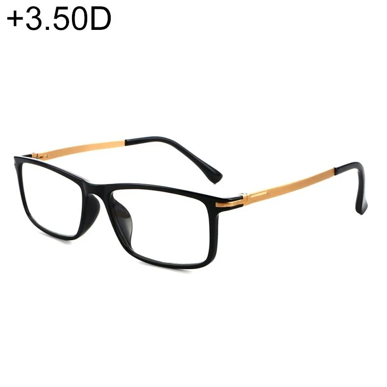 Black Frame Spring Hinge Anti Fatigue & Blue-ray Presbyopic Glasses, +3.50D