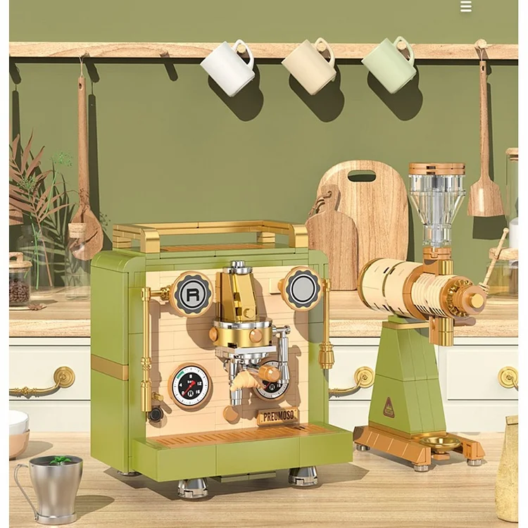 Creative Series Vintage Coffee Machine Building Blocks Grinder Model Desktop Ornament Bricks Toys For Children Gifts | 168DEAL