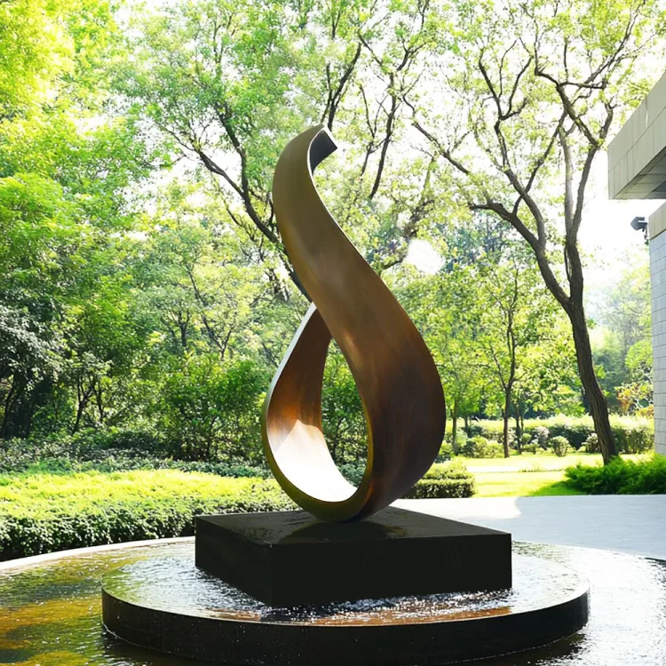Seraphine Spark - Abstract Bronze Sculpture in S-Shaped Flame Form for Contemporary Outdoor Spaces