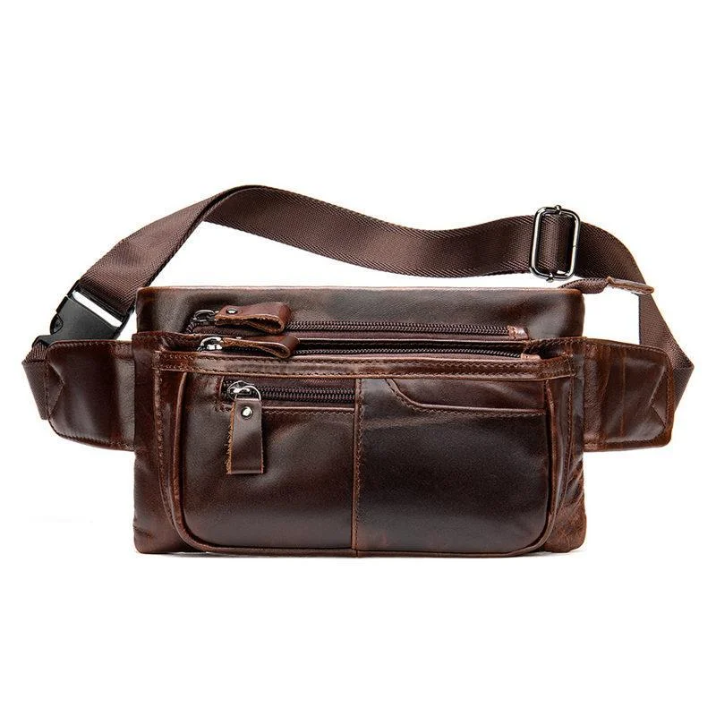Mens Vintage Style Casual Leather Chest Bag Fanny Bag