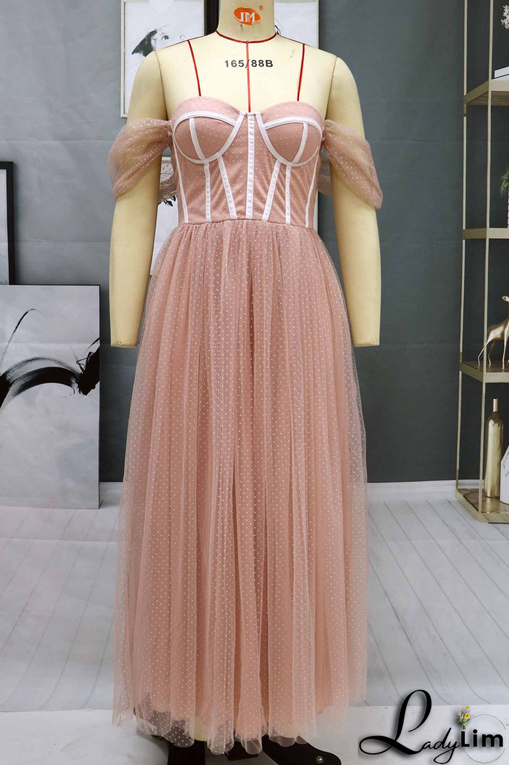 Apricot Sexy Elegant Solid Split Joint Strapless Evening Dress Dresses