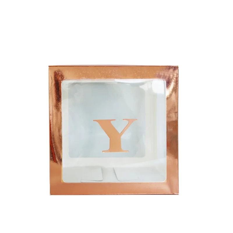 Rose Gold Transparent Letter A-Z Box Custom Baby Name Balloon Baby Shower Box Girl First 1st Birthday Party Decor Kids Babyshowe