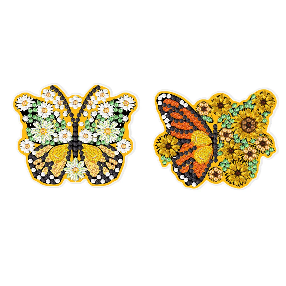 2Pcs Butterfly Diamond Painting Napkin Ring Diamond Napkin Holder for Table