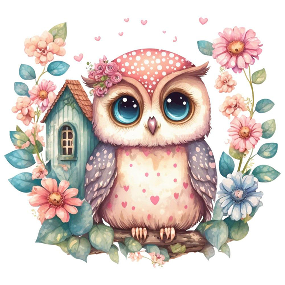Owl Full 18CT Pre-stamped Washable Canvas(25*25cm) Cross Stitch