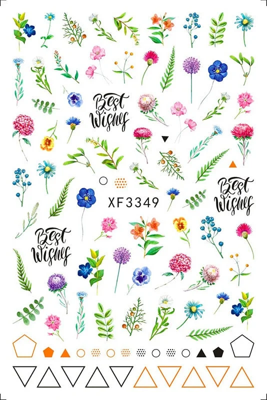 3D Nail Sticker Flowers Leaves Abstract Floral Decals And Sticker Nail Foils Slider Nail Art Decals Manicure Nails Accesories-Nail Inspo