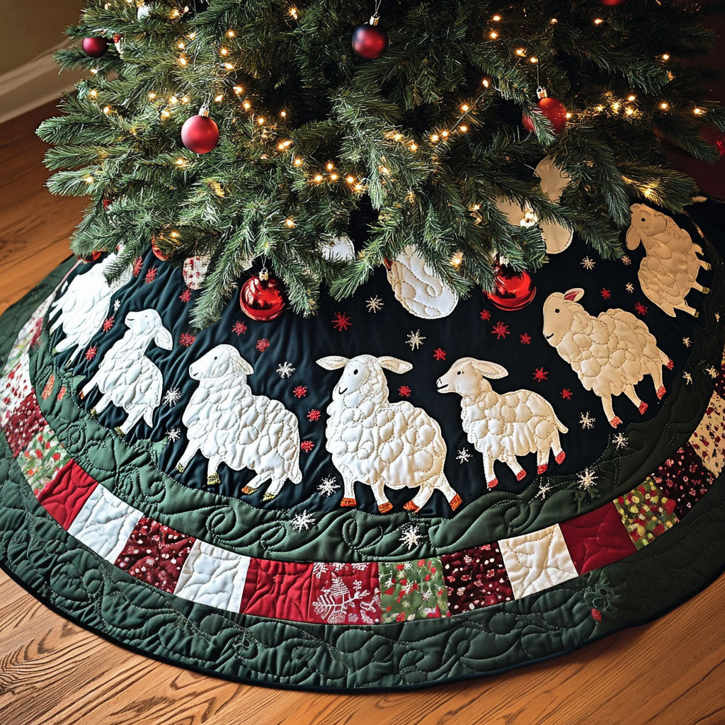 Soft Fleece Fields Quilted Christmas Tree Skirt NCU0PT2424