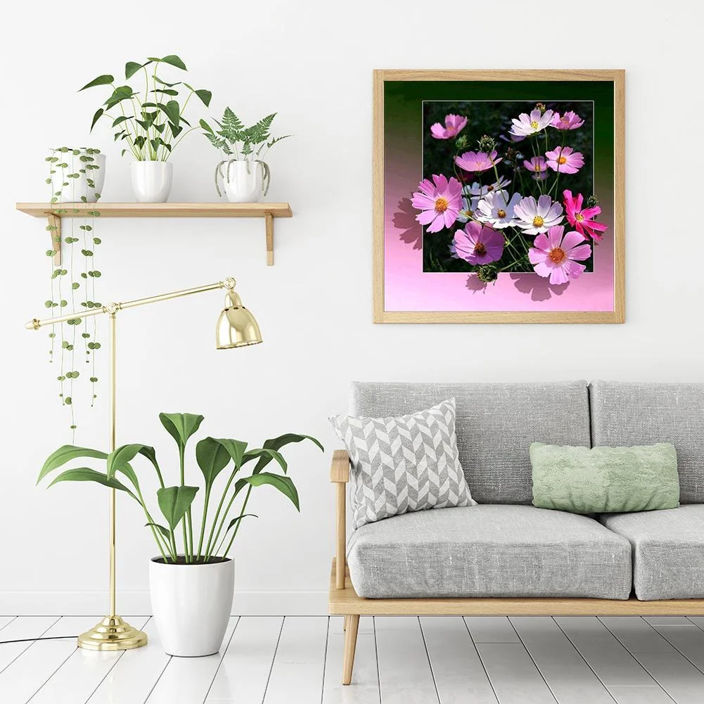 5D DIY Diamond Painting - Full Drill - Pink Flowers