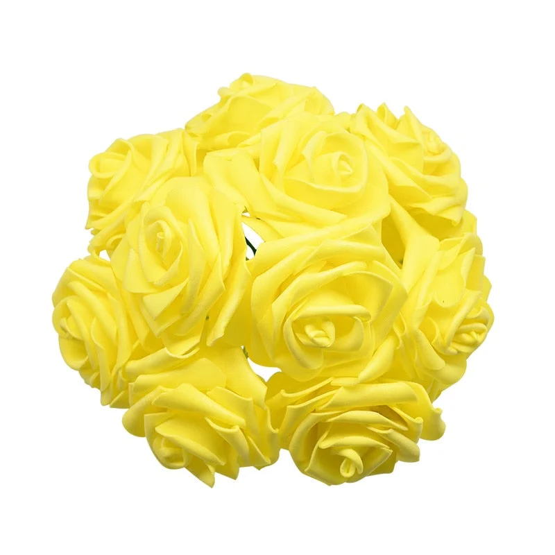 24Pcs/lot Artificial Rose Bouquet Decorative Foam Rose Flowers Bride Bouquets for Wedding Home Party Decoration Wedding Supplies