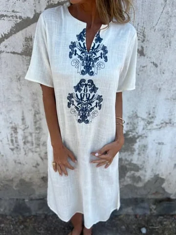 Printed Loose Midi Dress 🌸Buy 2 Free Shipping
