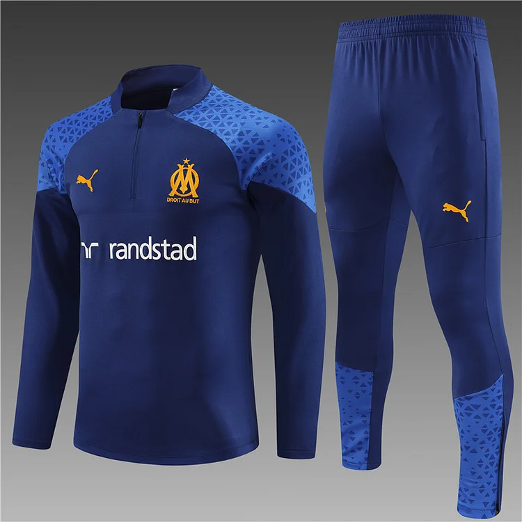 2023-24 Marseille Royal Blue Half-zip Training Jersey
