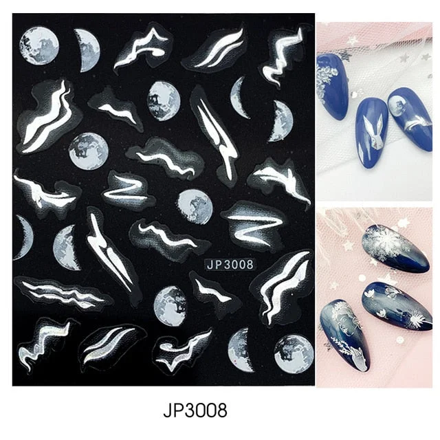 Nail Stickers Embossed 5D Elegant Abstract Art Designs Back Glue Nail Decals Tips For Beauty Salons-Nail Inspo