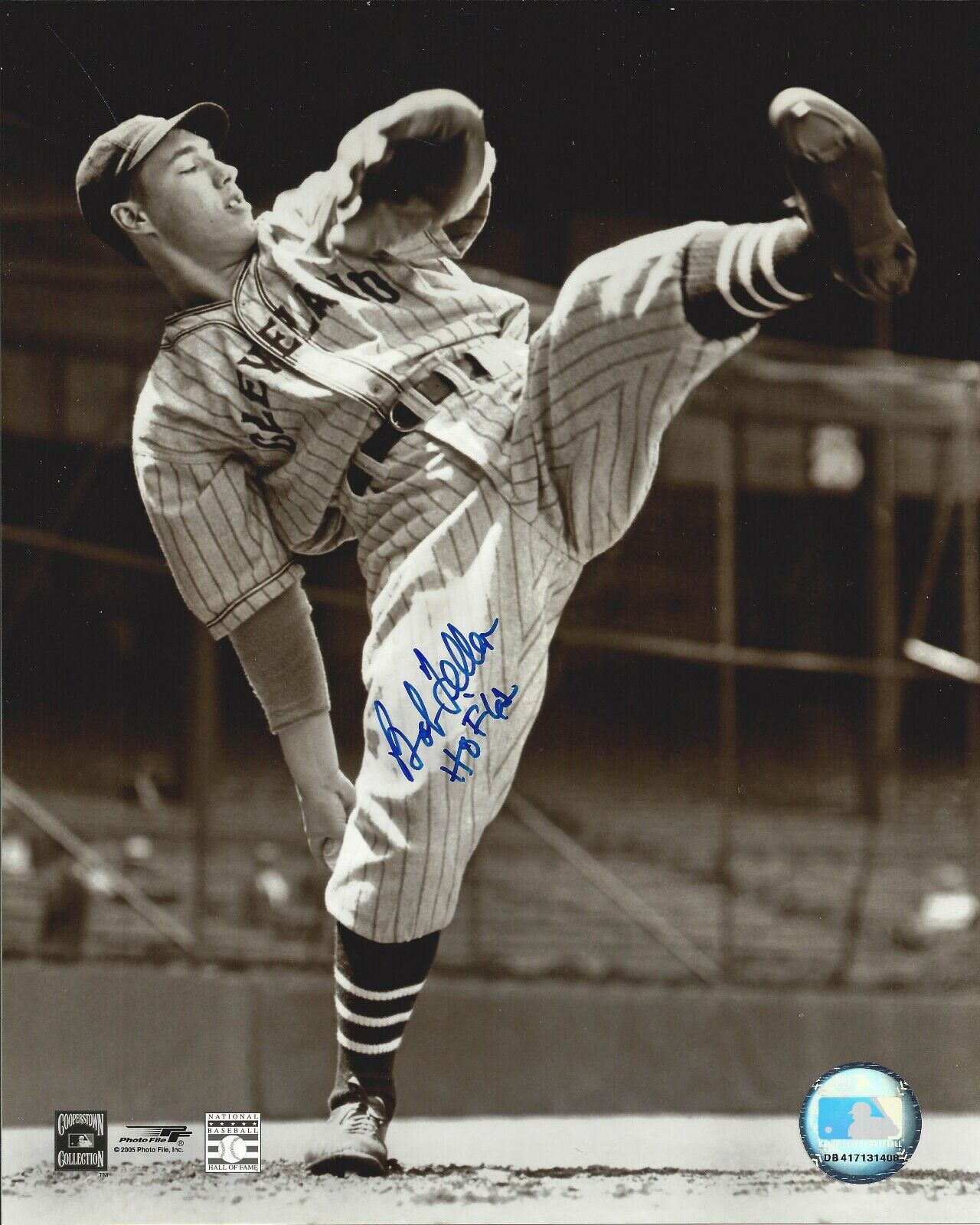 Bob Feller Autographed 8x10 Cleveland IndiansDeceased HOF #4