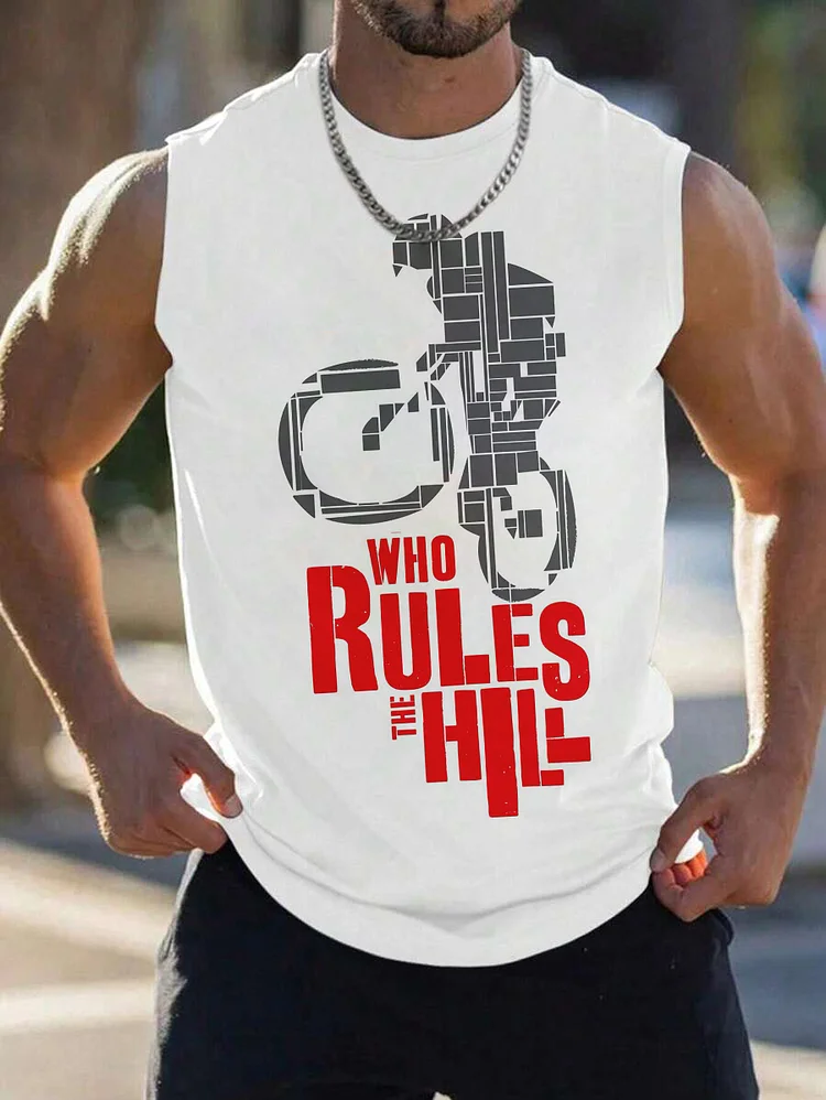 Men's Who Rules The Hill Art Print Cotton Tank Top