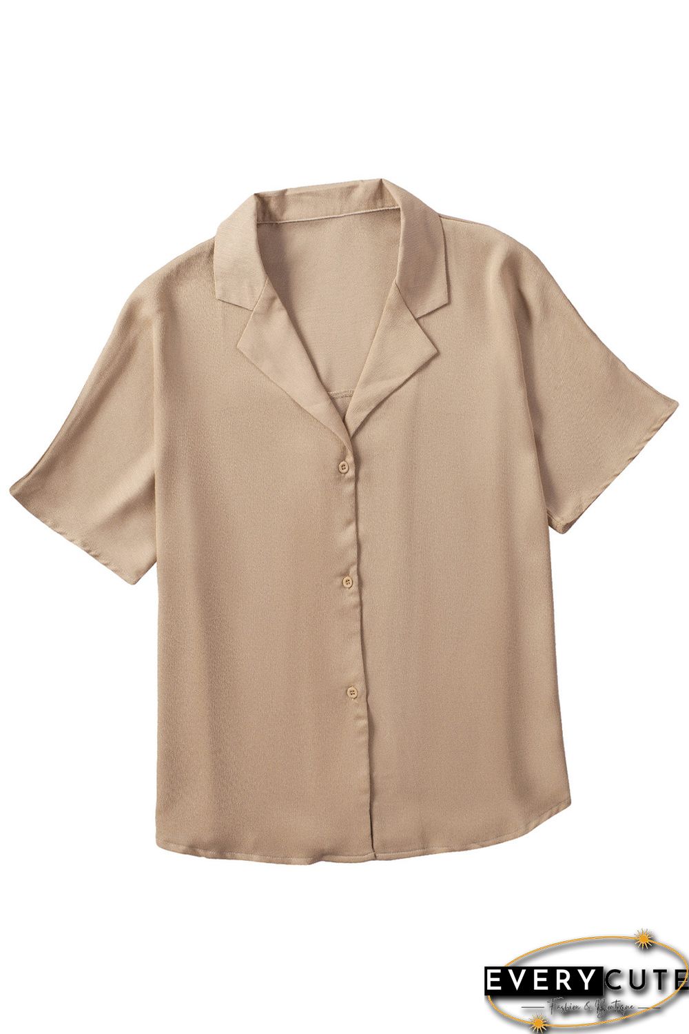 Khaki Button Front Short Sleeve Shirt