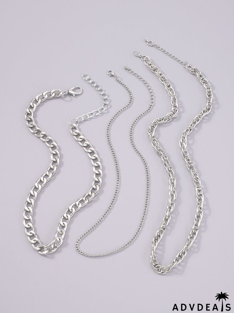 3pcs Solid Chain Necklace