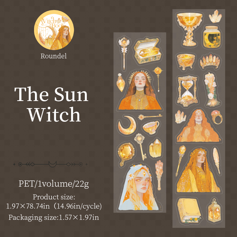 PET Tape - 50mm*200cm Witch Books Series Vintage Character Landscaping 