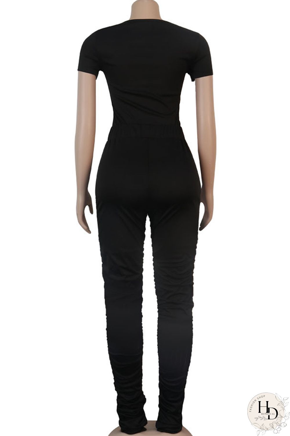 Blue Cotton Casual Sexy Two Piece Suits Patchwork Solid pencil Short Sleeve